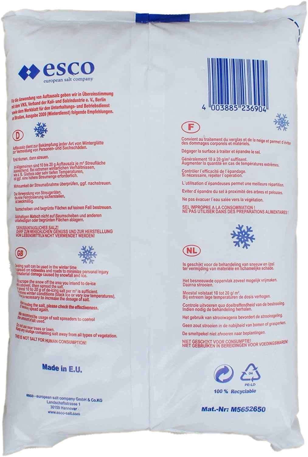 Esco Streusalz / Auftausalz - 24kg (8x3kg) 5 Esco Streusalz / Auftausalz - 24kg (8x3kg) – Bild 3