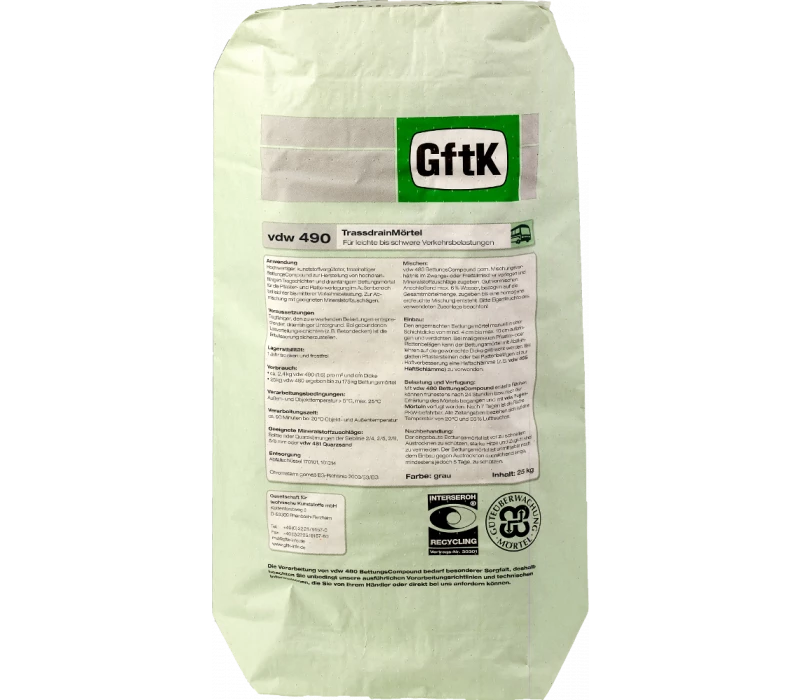 Vdw 490 Trassdrainmörtel, 25kg 3 Vdw 490 Trassdrainmörtel, 25kg